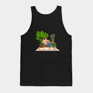 Reading and plants illustration 3 Tank Top